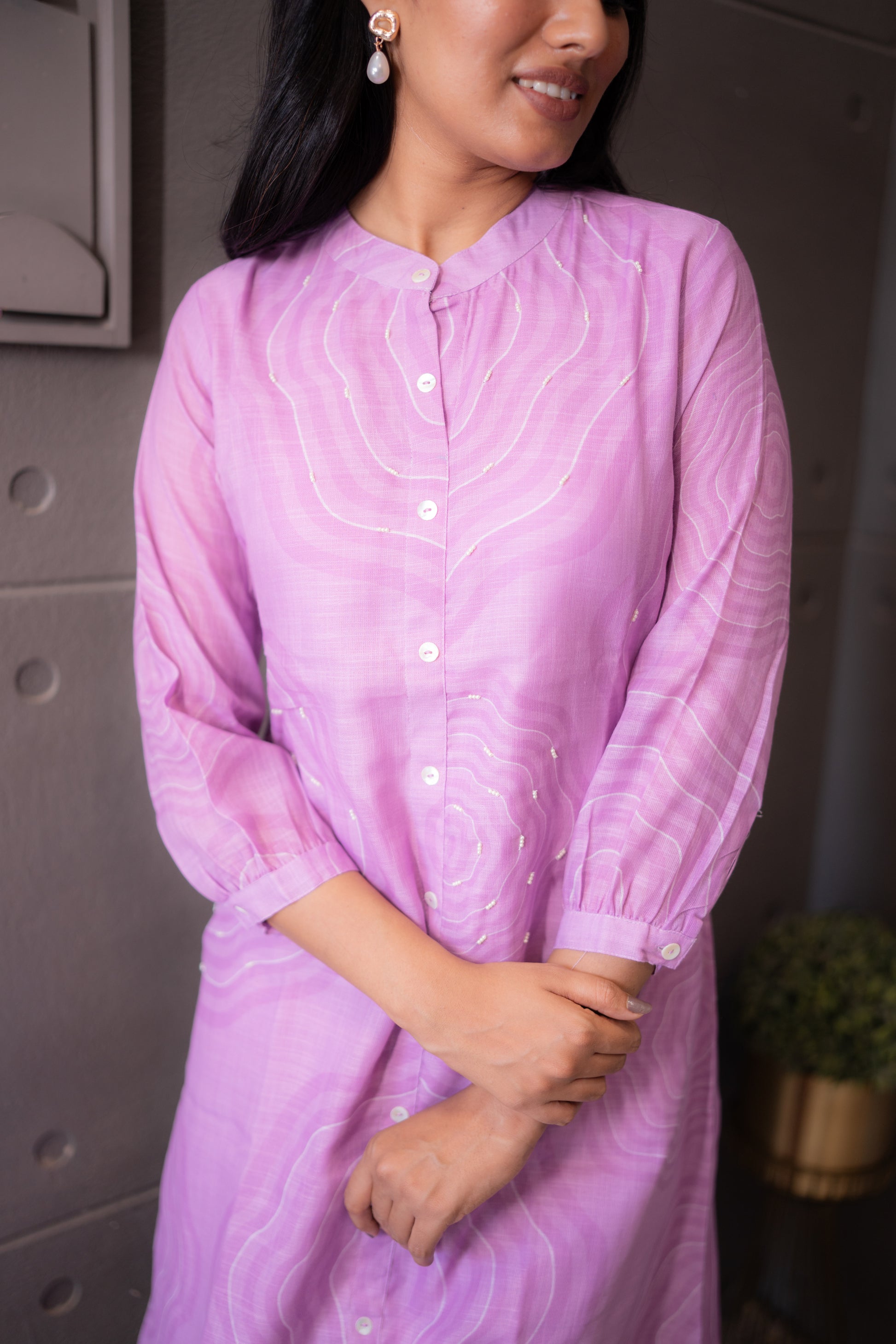 Blush Wave Kurta Set – Lilac Textured Cotton Kurta Set by Tanauri