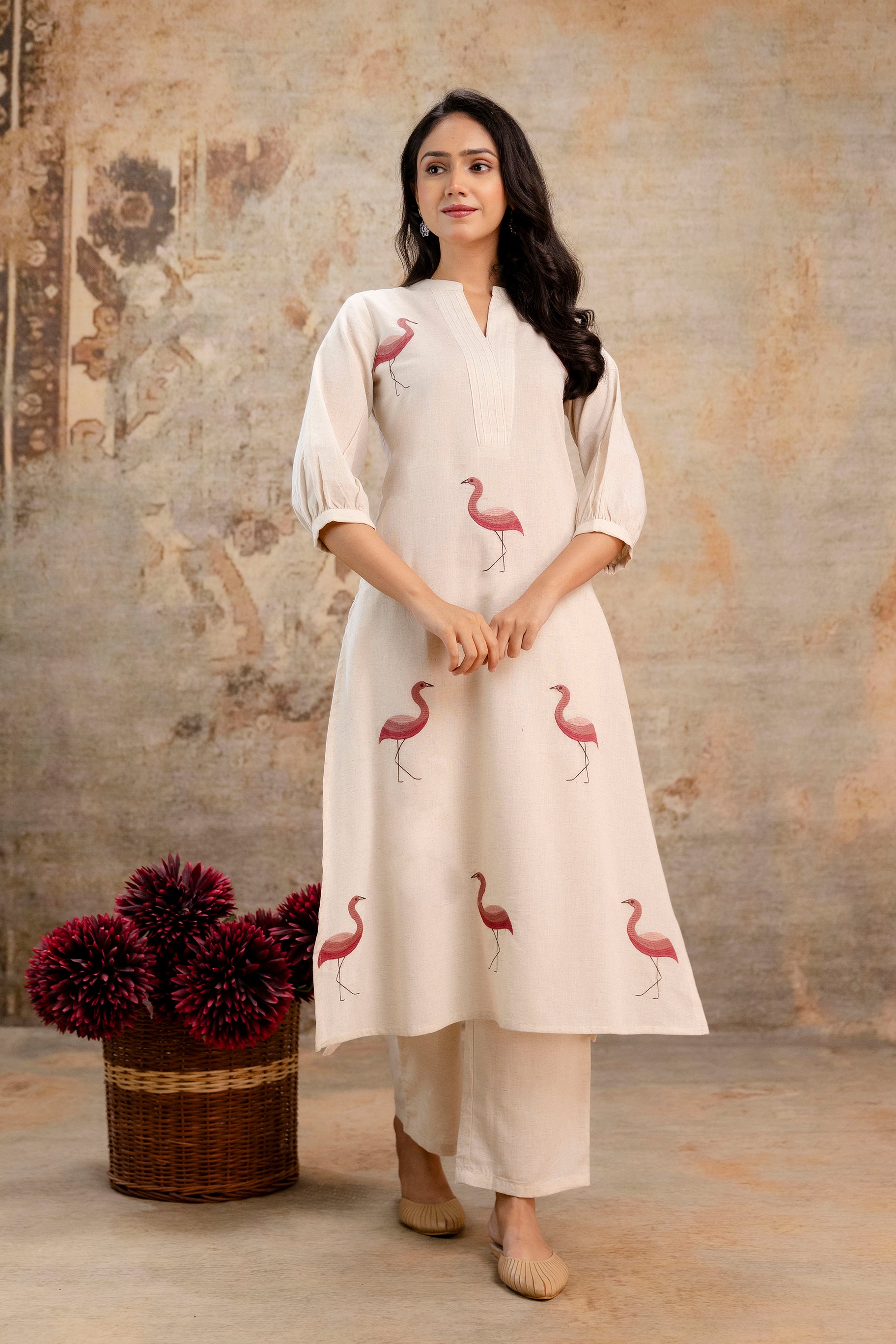 Crimson Flamingo Kurta Set