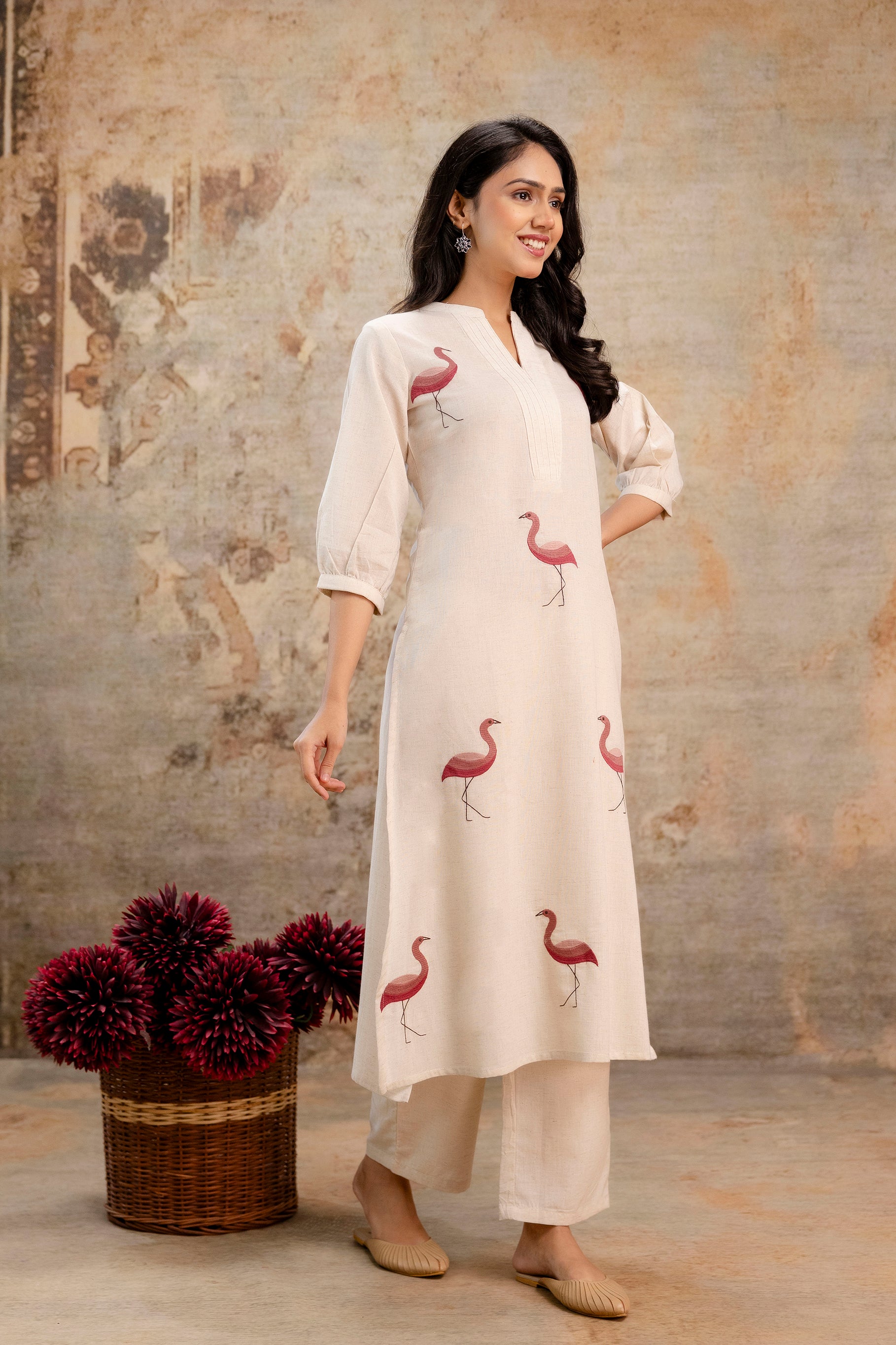 Crimson Flamingo Kurta Set