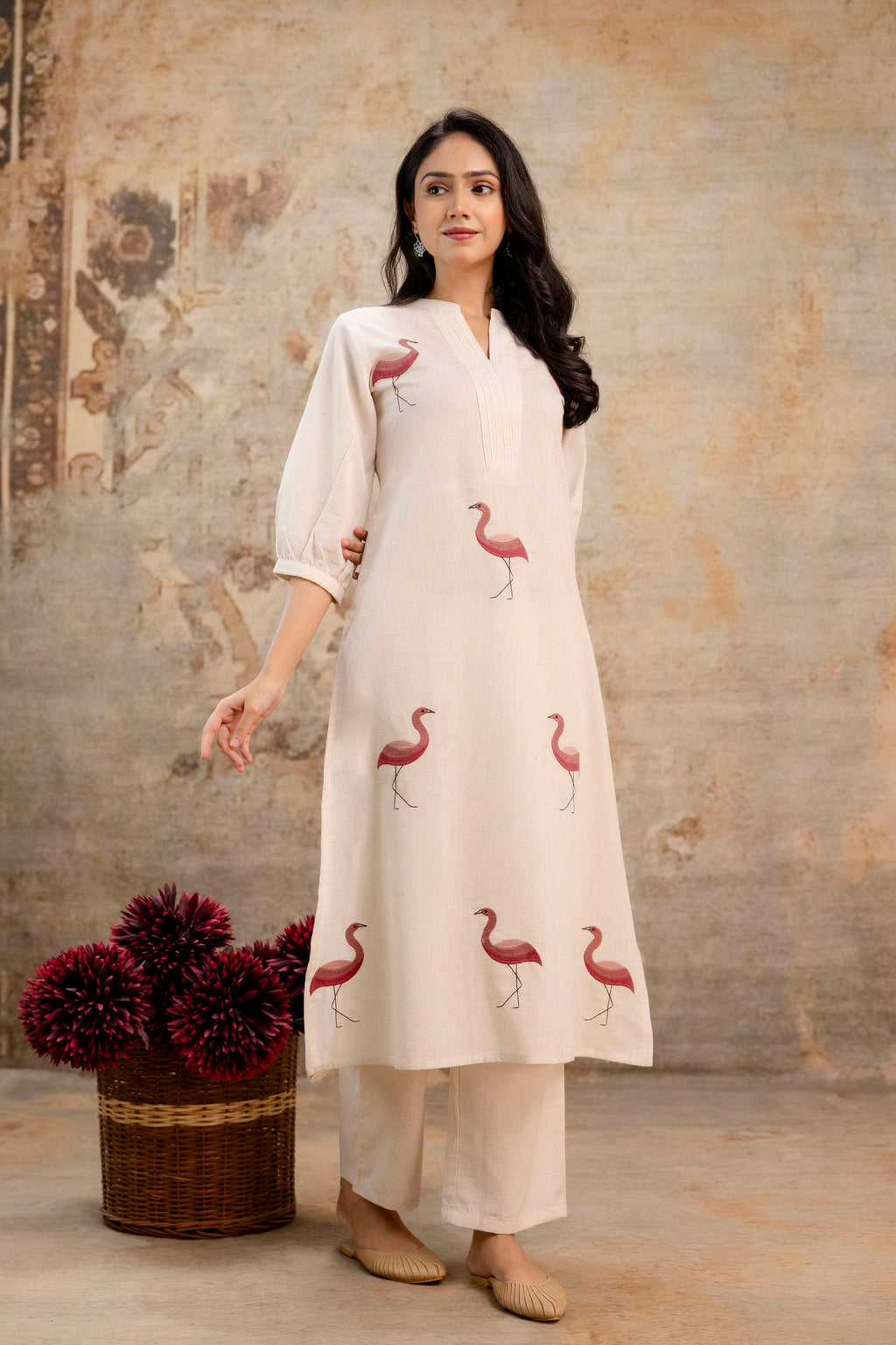 Crimson Flamingo Kurta Set