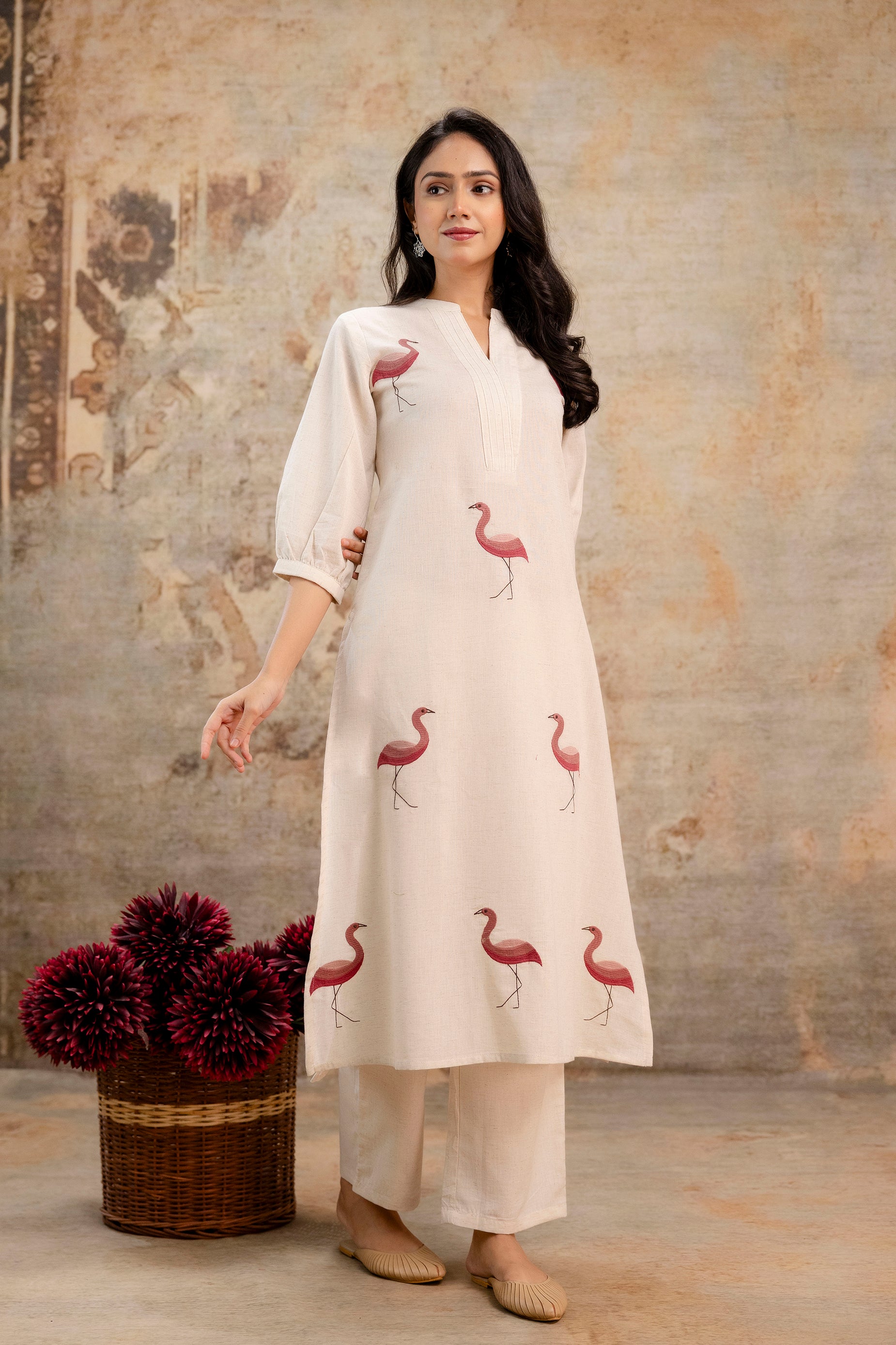 Crimson Flamingo Kurta Set