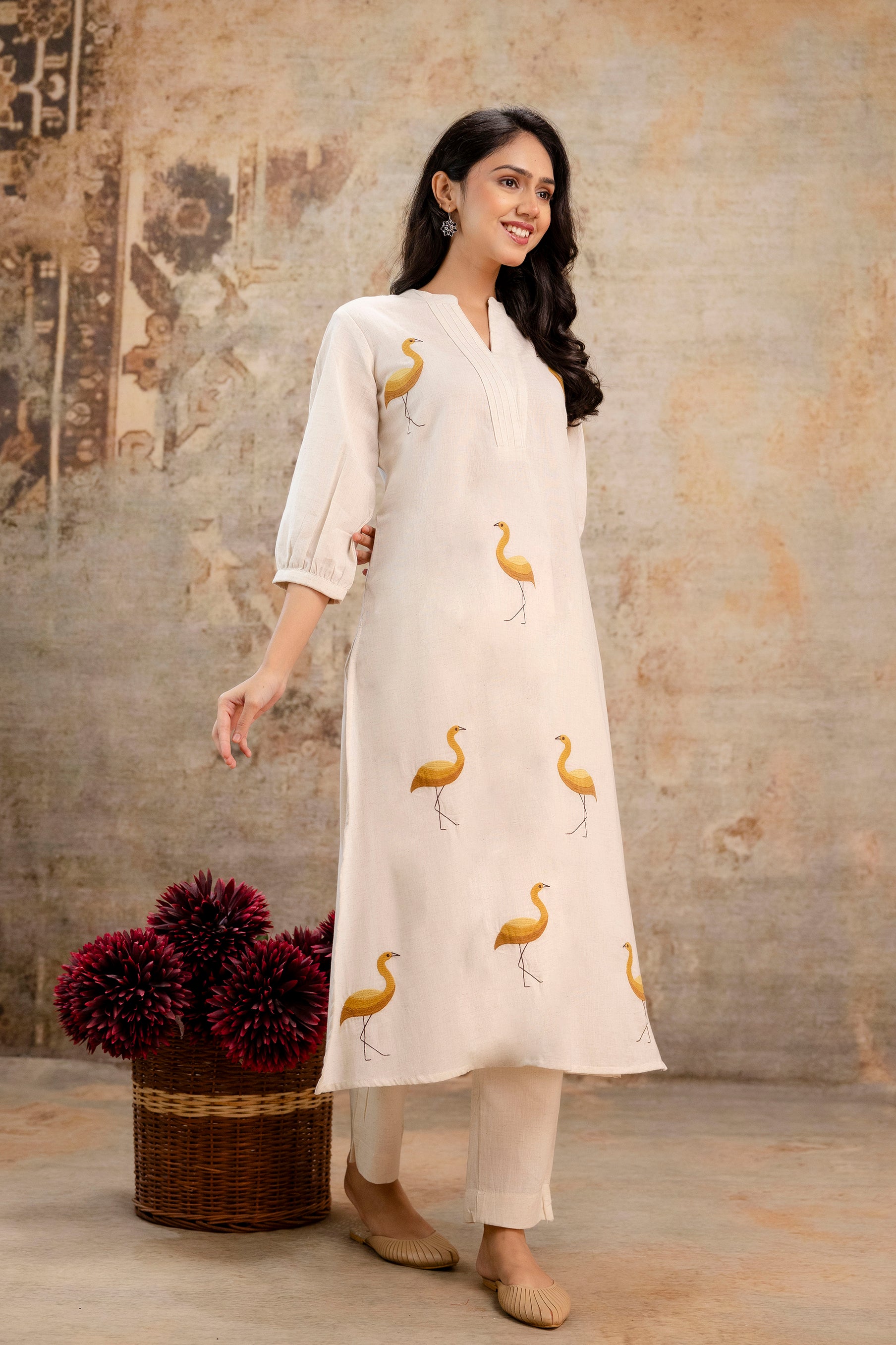 Tanauri Women’s Cotton Kurta Set – Puff Sleeve Kurta with Matching Pants