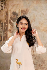 Limited Edition Yellow Flamingo Print Kurta Set for Women