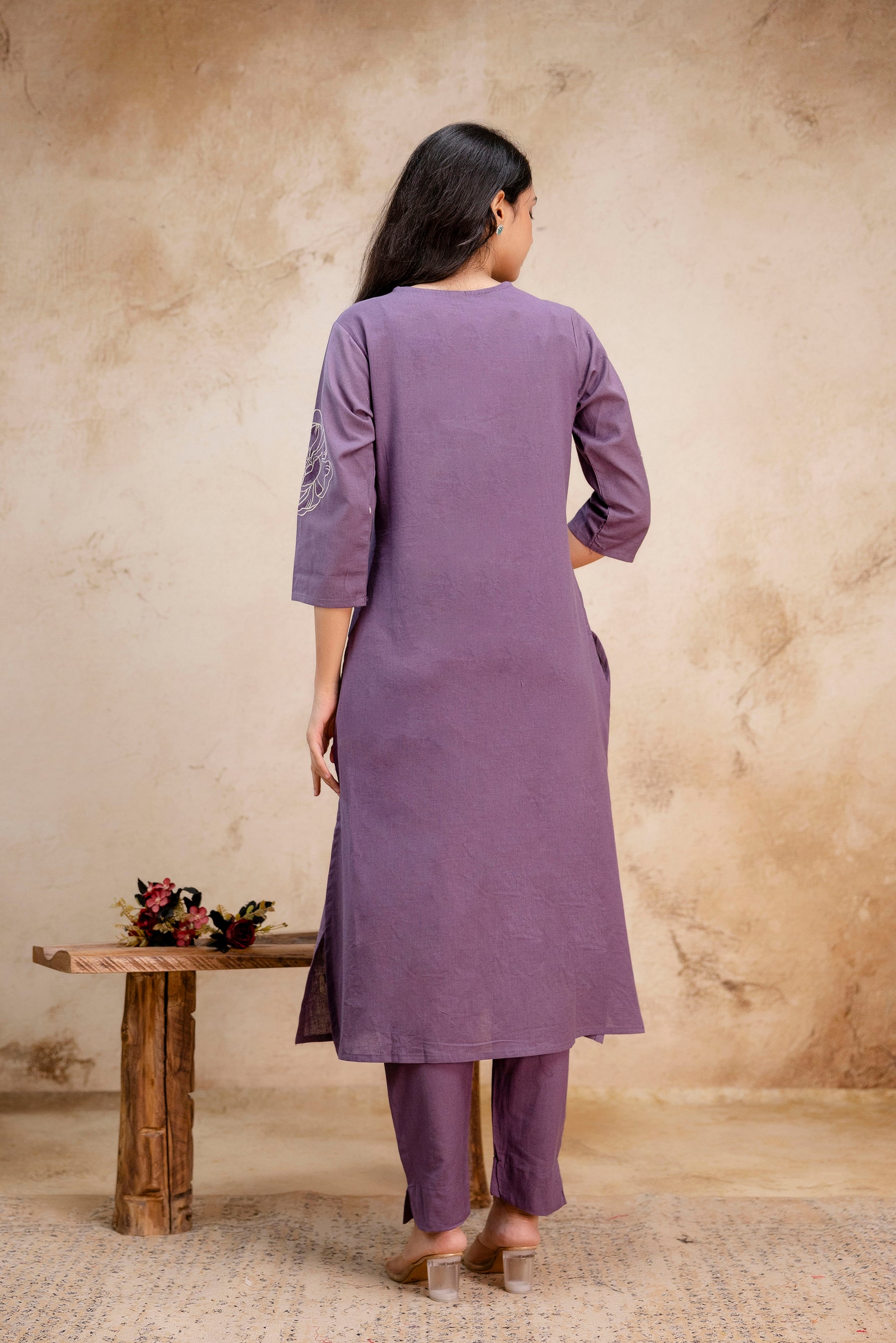 Breathable Dusty Lavender Cotton Kurta Set for Casual & Festive Wear