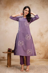 Limited Edition Brinjal Breeze Dusty Lavender Kurta Set for Summer