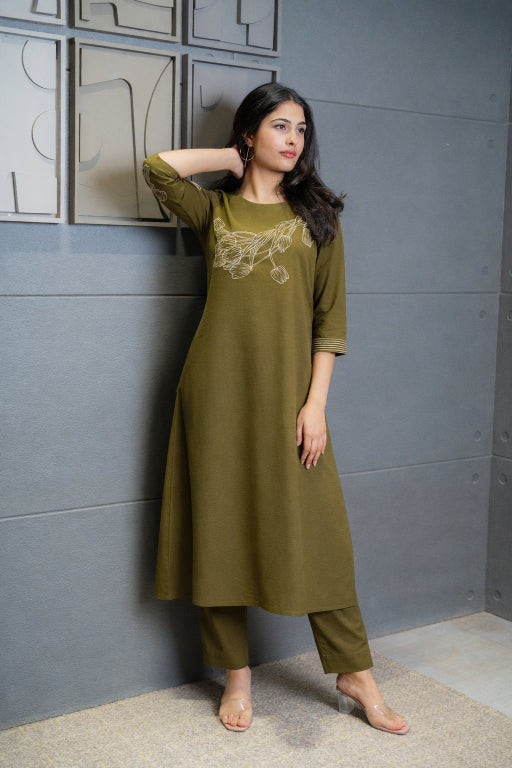 Moss Green Kurta Set