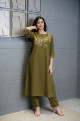 Moss Green Kurta Set