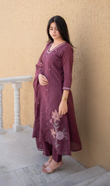 Wine Blossom Dupatta Set