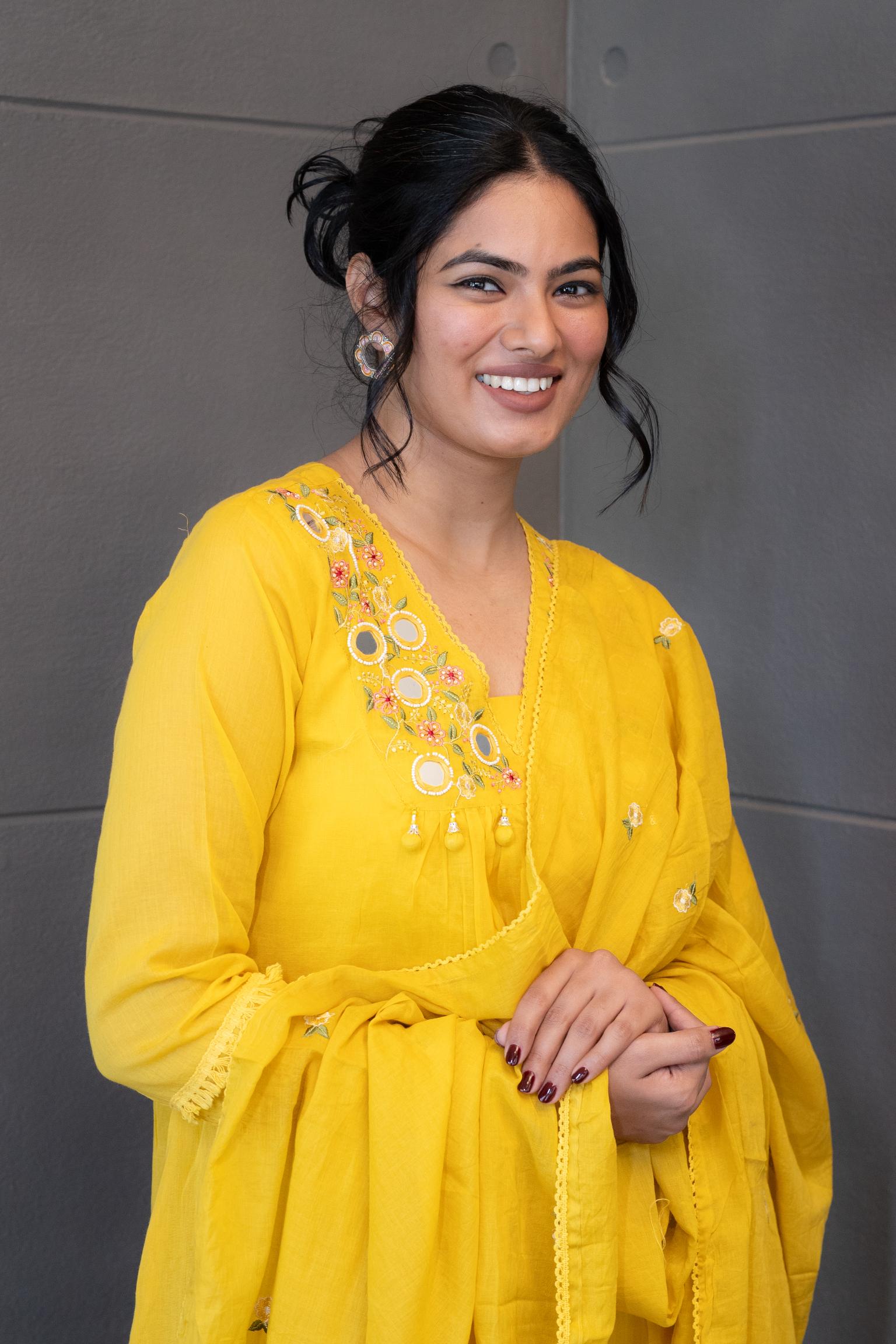 Tanauri Yellow Dupatta Set: Elegant yellow cotton ethnic wear set with embroidered kurti and matching dupatta. Perfect Indian casual outfit