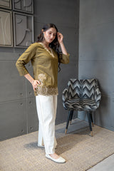 Olive Bloom Top