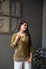 Olive Bloom Top