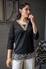 Black Bloom Top