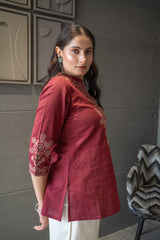 Maroon Jharokha Top