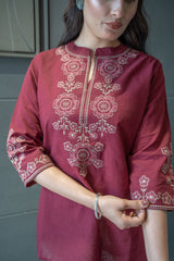 Maroon Jharokha Top