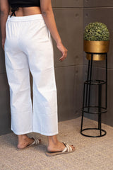 White cotton straight-fit pants for women – Tanauri