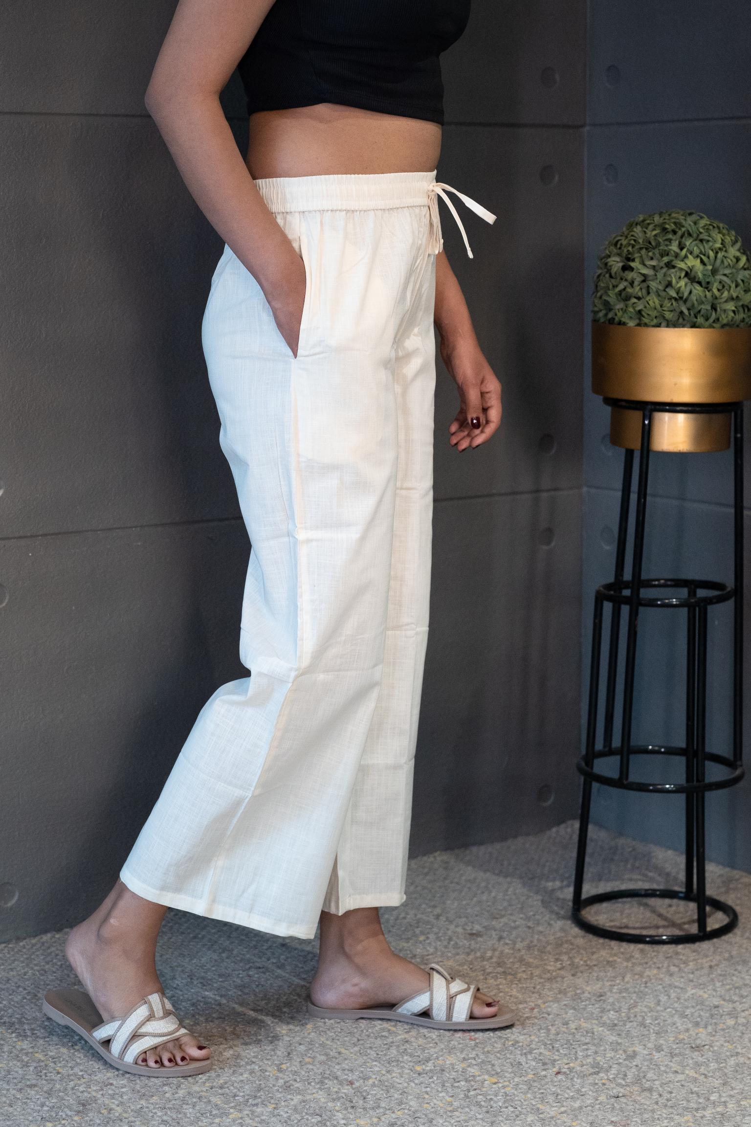 Comfortable everyday off-white cotton bottoms – Tanauri