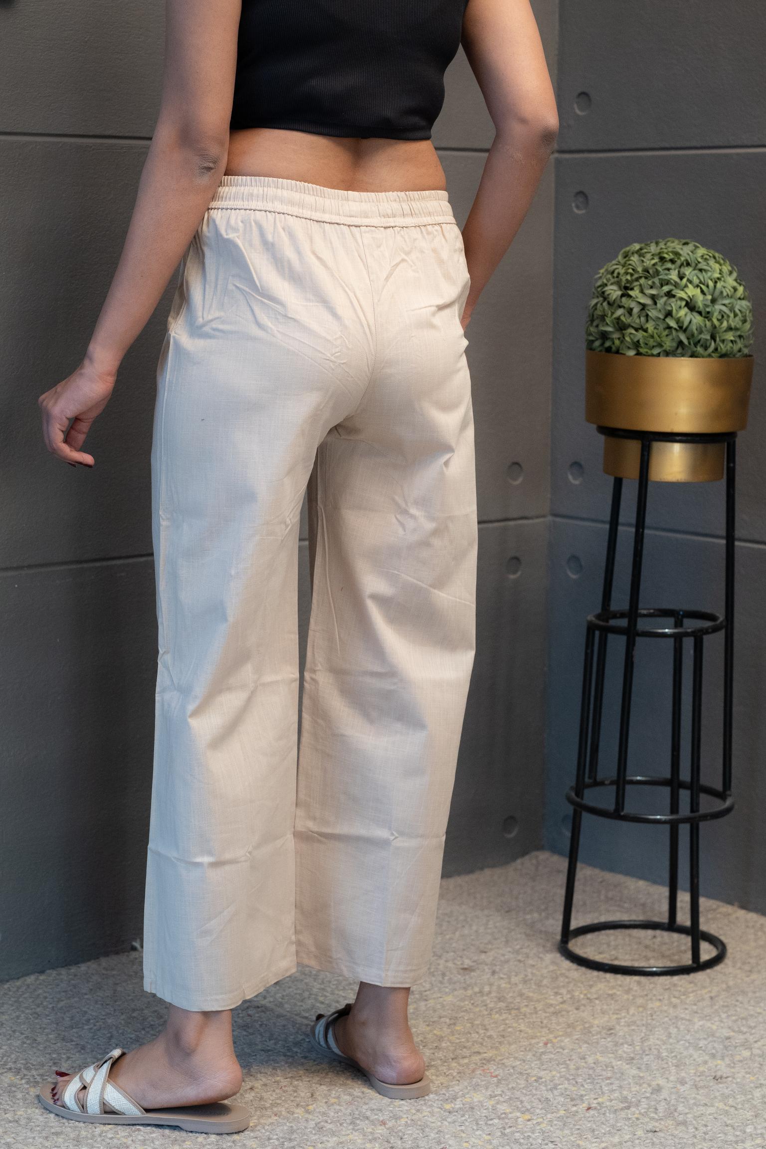 Comfortable everyday beige cotton bottoms – Tanauri