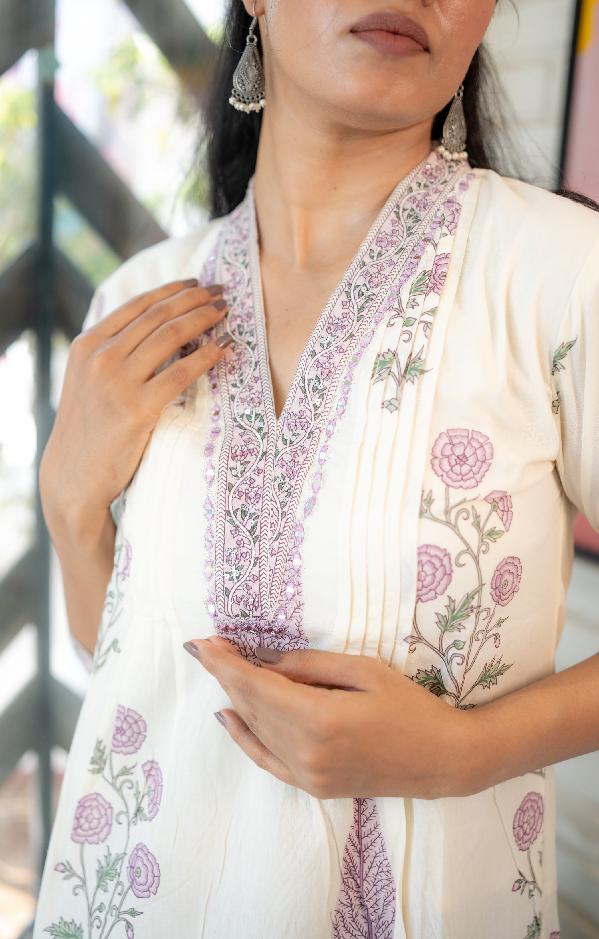 Florea Dupatta Set – Pastel Block Print Cotton Kurta Set by Tanauri