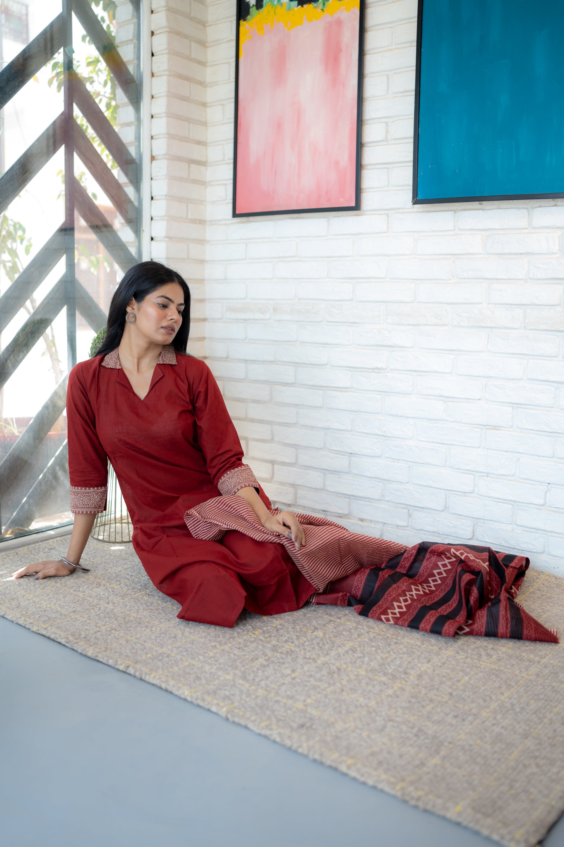 Elegant Minimalist Cotton Dupatta Set – Palash by Tanauri