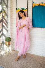 Tanauri Soft Cotton Kurta with Cherry Blossom Print and Matching Dupatta