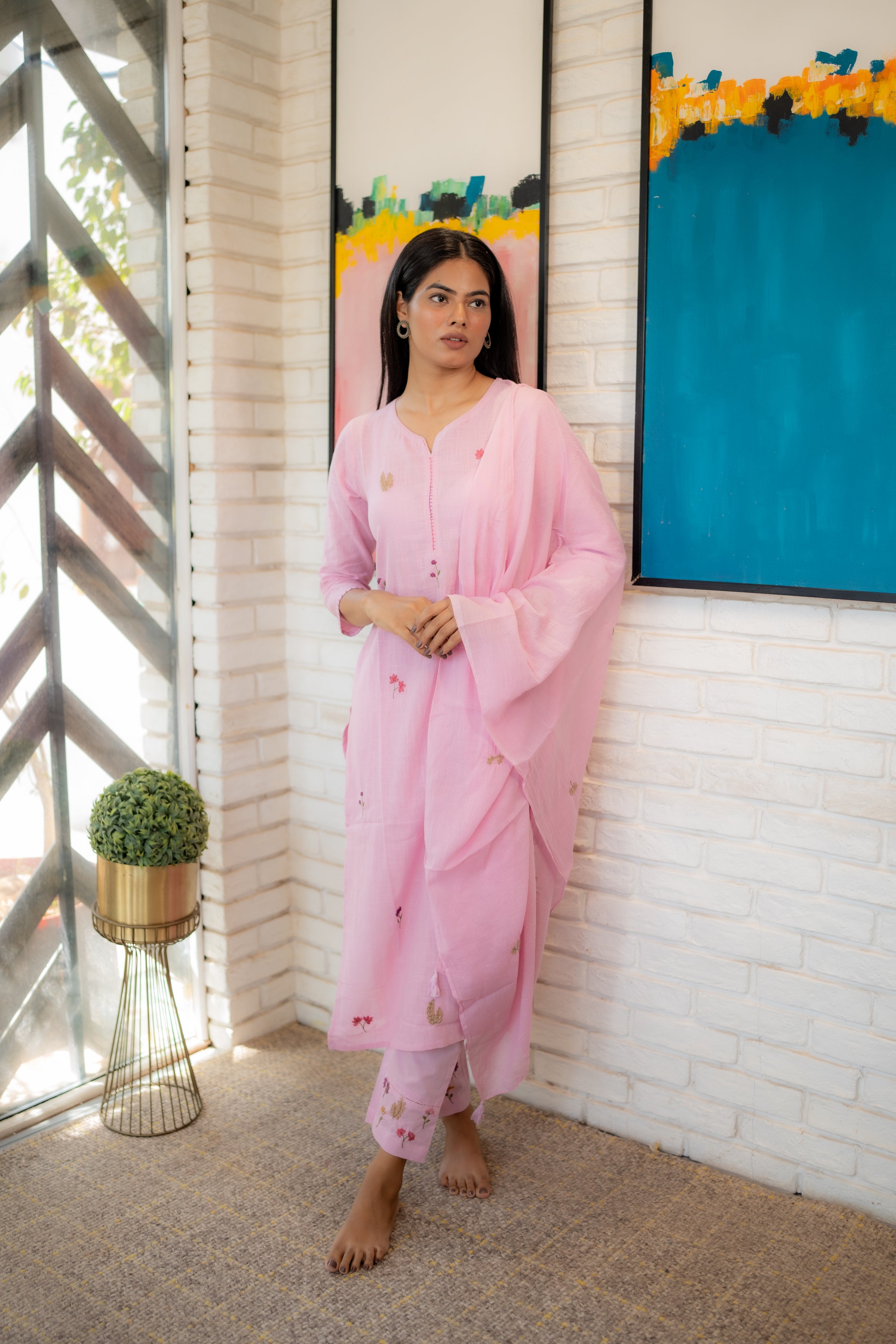 Elegant Pastel Cotton Kurta Set for Women – Sakura by Tanauri