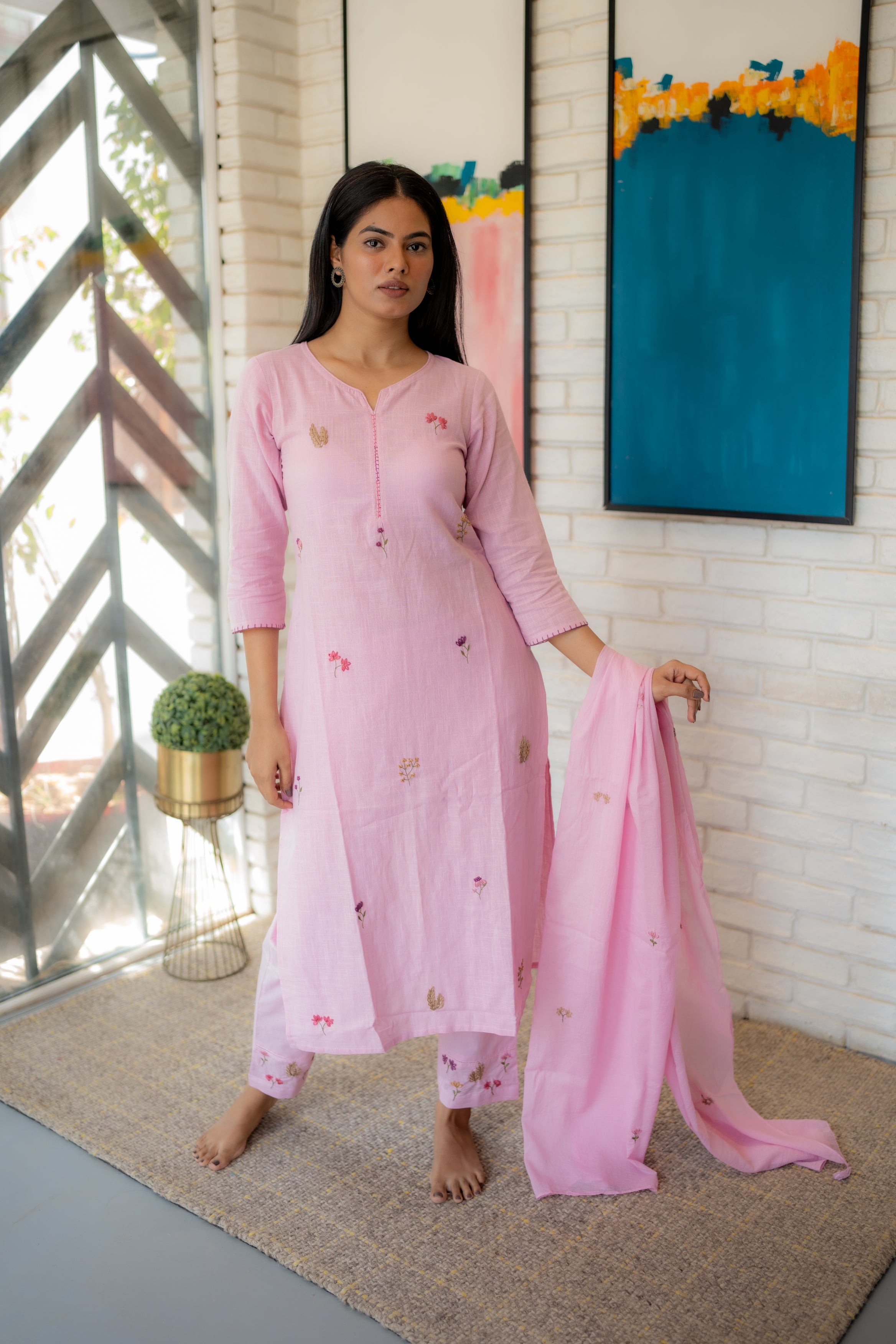 Sakura Dupatta Set – Japanese Cherry Blossom Cotton Kurta Set by Tanauri