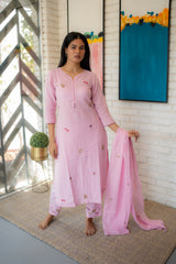 Sakura Dupatta Set – Japanese Cherry Blossom Cotton Kurta Set by Tanauri