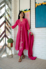 Elegant Festive Pink Cotton Kurta and Dupatta Set – Tanauri