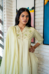 Tanauri Soft Cotton Kurta with Matching Pistachio Dupatta