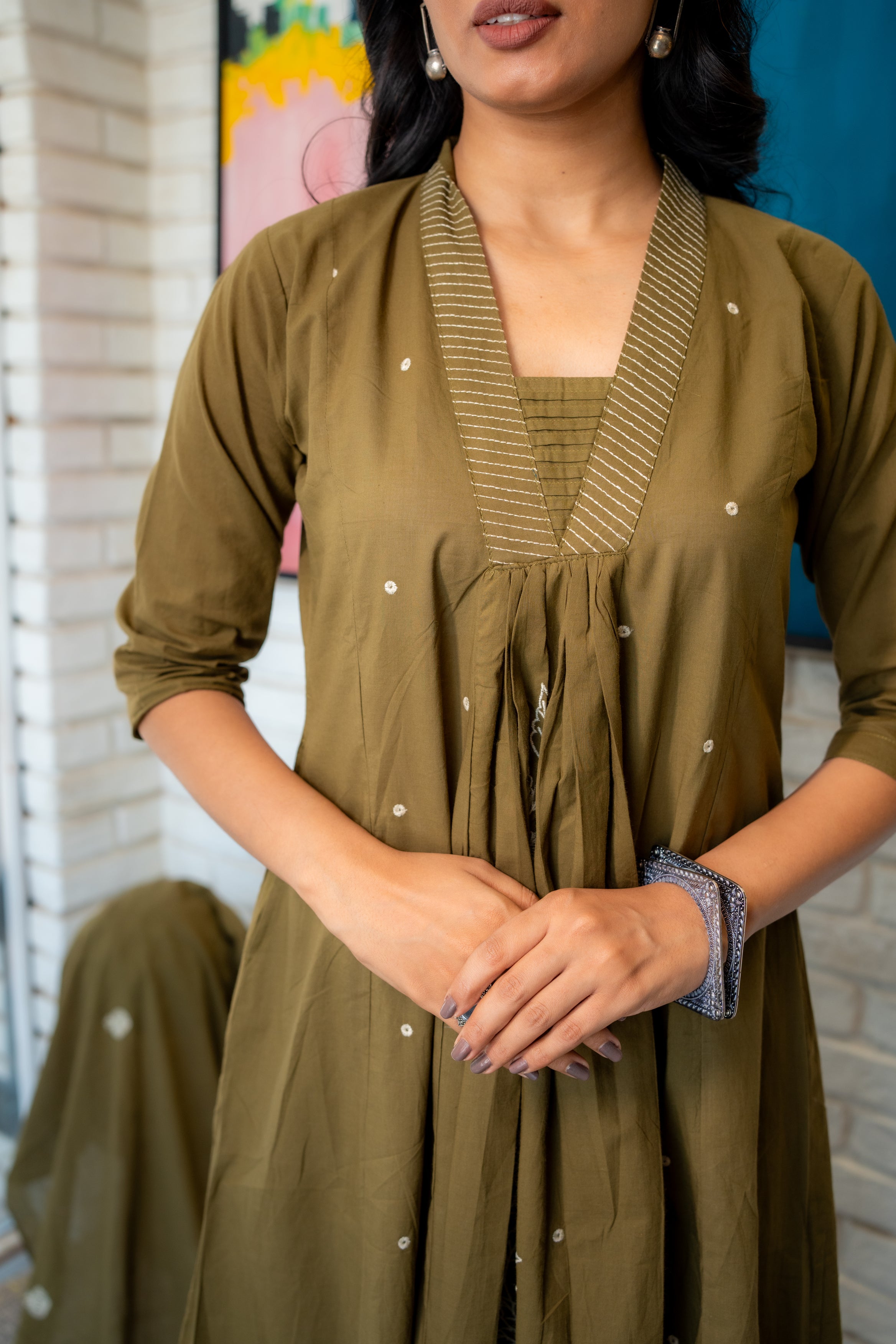 Soft and Breathable Olive Green Cotton Kurta with Matching Pants