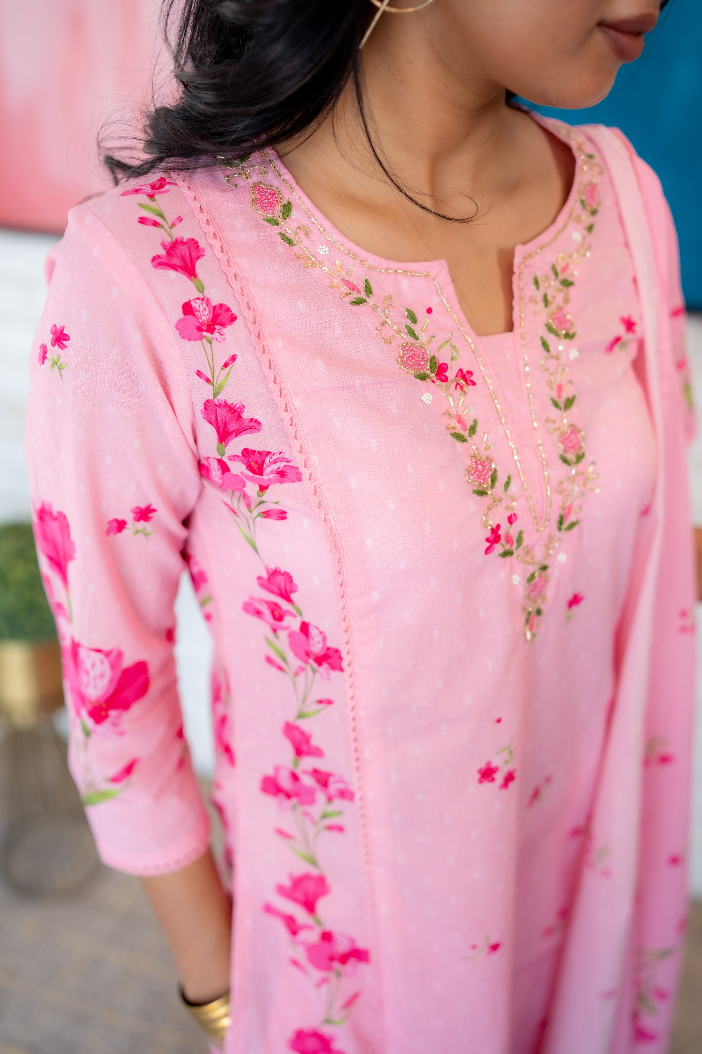 Elegant Blossom Pink Cotton Kurta Set for Women – Gulabo by Tanauri
