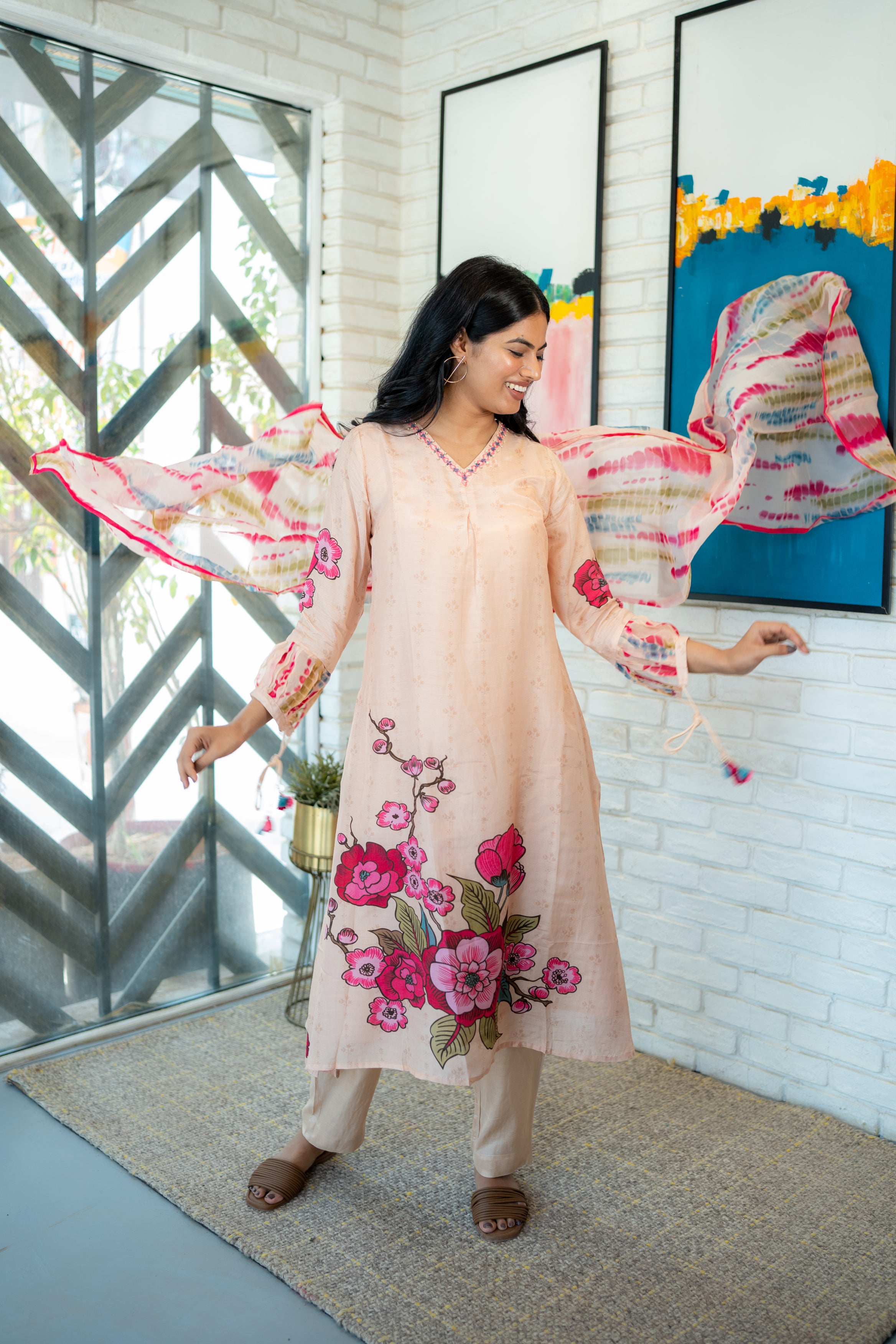 Artistic Tie-Dye Cotton Dupatta Outfit for Women – Tanauri