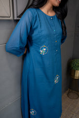Elegant Blue Embroidered Kurta and Pants Set for Women