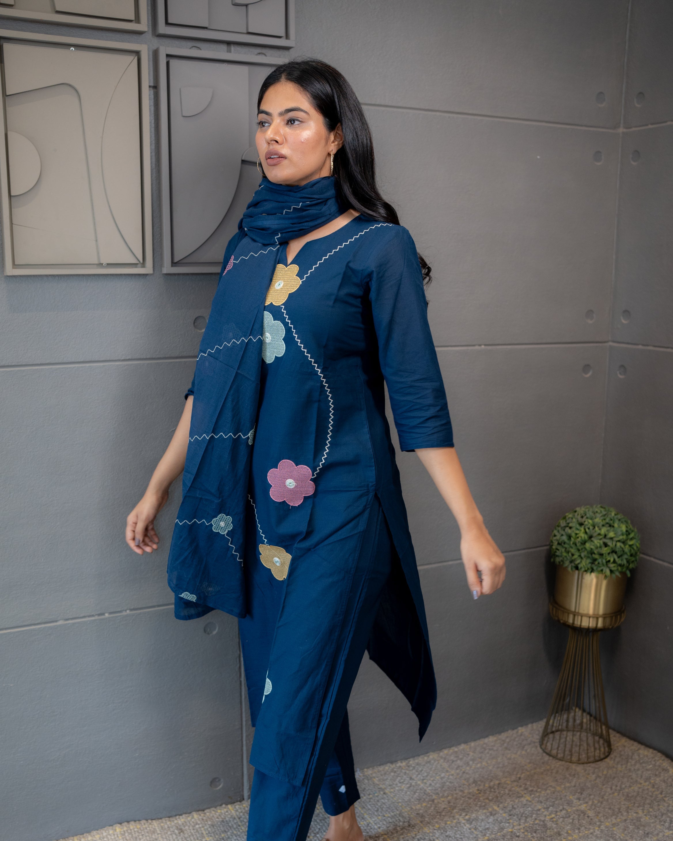 Premium Cotton Floral Kurta Set with Dupatta for Women by Tanauri