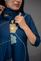 Tana Bana Dupatta Set – Premium Floral Embroidered Cotton Kurta Set by Tanauri