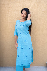 Aqua Blossom Kurta Set