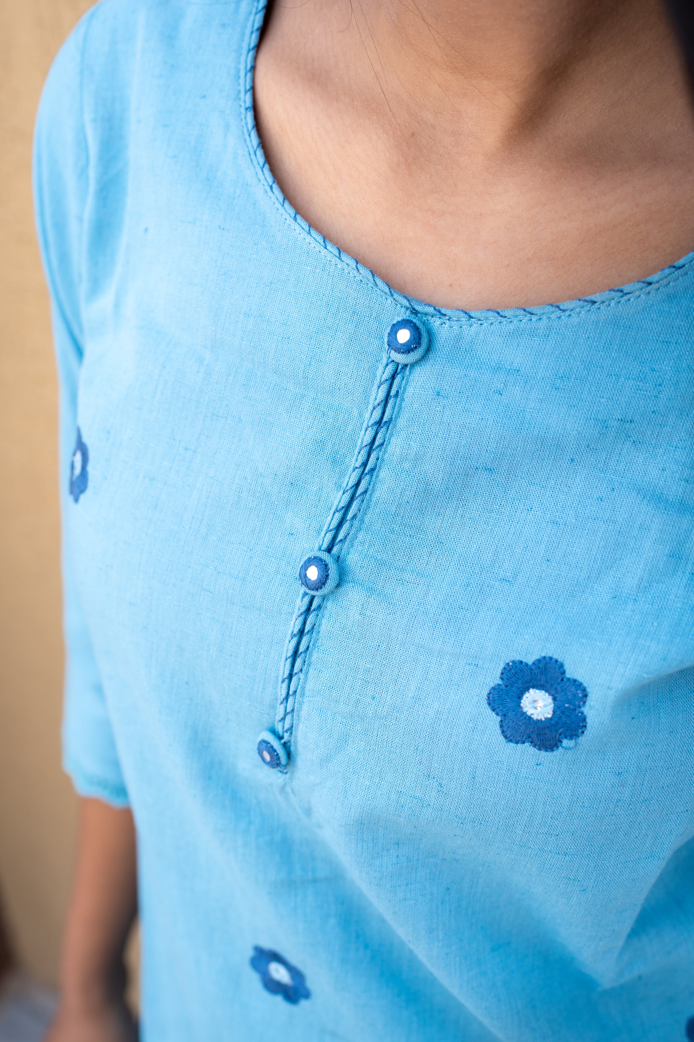 Aqua Blossom Kurta Set
