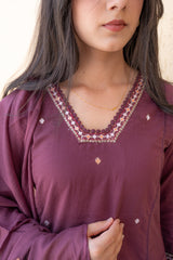 Wine Blossom Dupatta Set