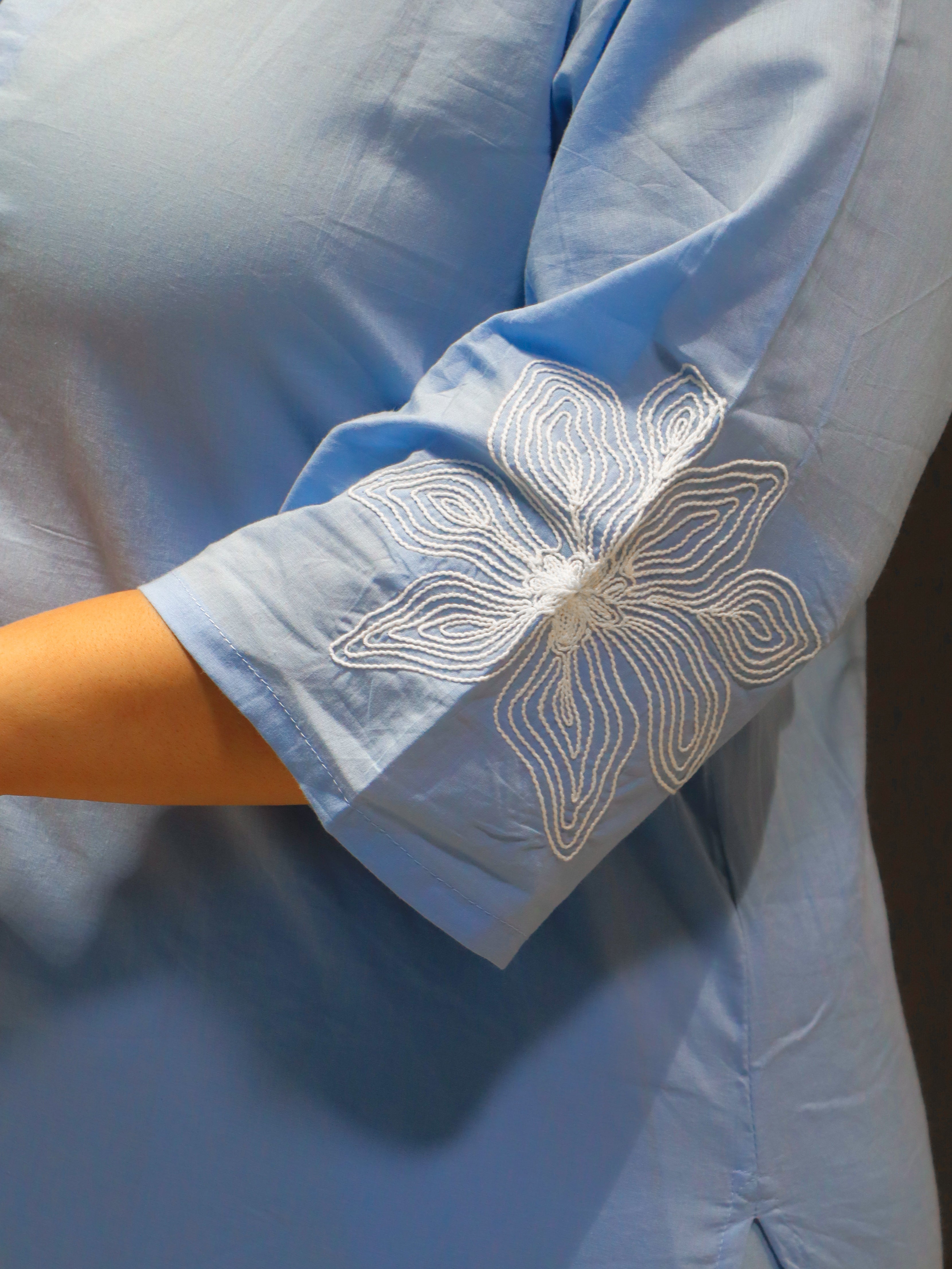 Soft cotton fabric with delicate floral threadwork – Ambari Co-Ord Set by Tanauri.