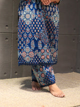 Jarokha Kurta Set – navy blue ethnic printed cotton outfit by Tanauri.