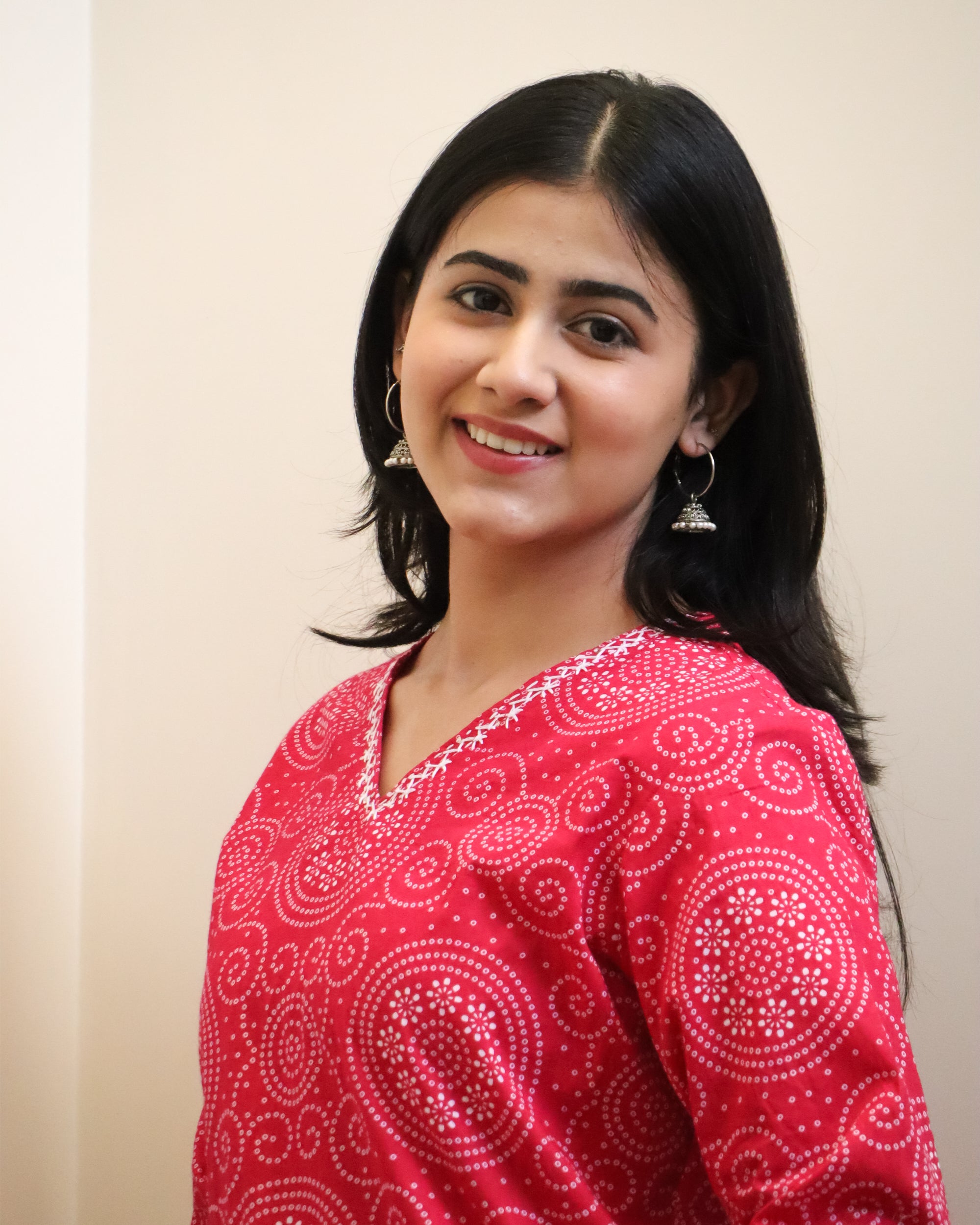 Pink Bandhej Rajasthani Kurta Set