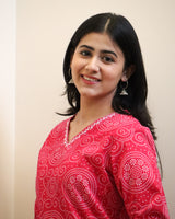 Pink Bandhej Rajasthani Kurta Set