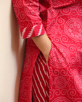 Pink Bandhej Rajasthani Kurta Set