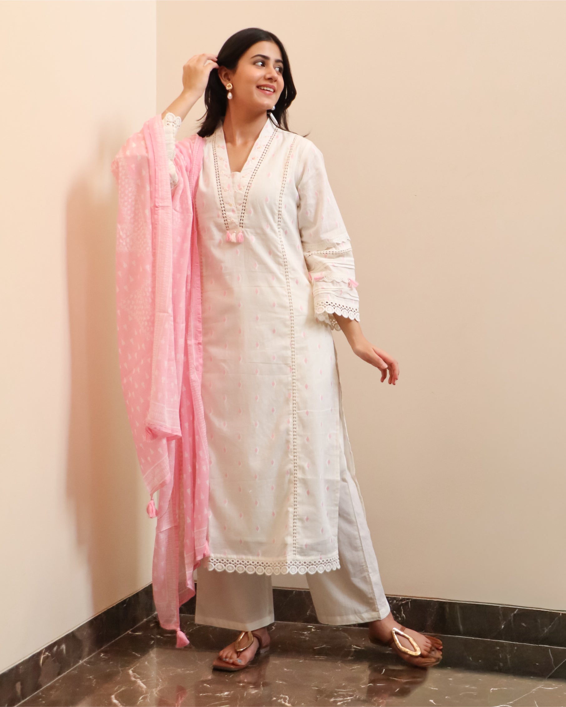 Ivory Blush Dupatta Set