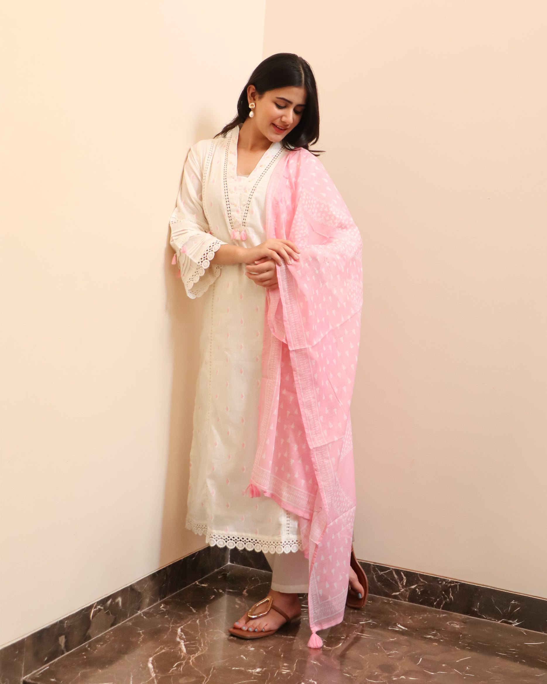 Ivory Blush Dupatta Set