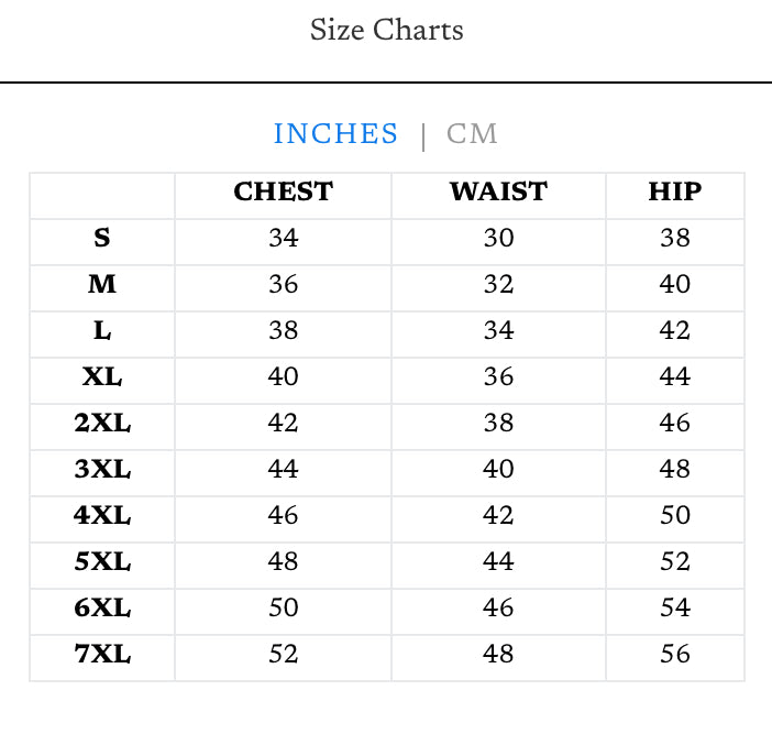 Size chart