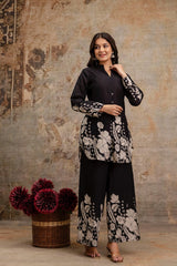 Black Printed Co-Ord Set – Cotton Kurta with Matching Pants