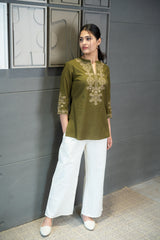 Olive Jharokha Top