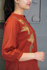 Rust Floral Embroidered Top