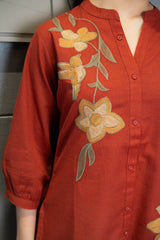 Rust Floral Embroidered Top